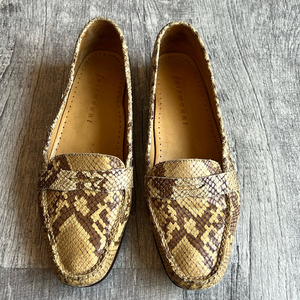 Fairmount Mocassin Round Driver Facon Python Manfield Size 8 Leather Brown